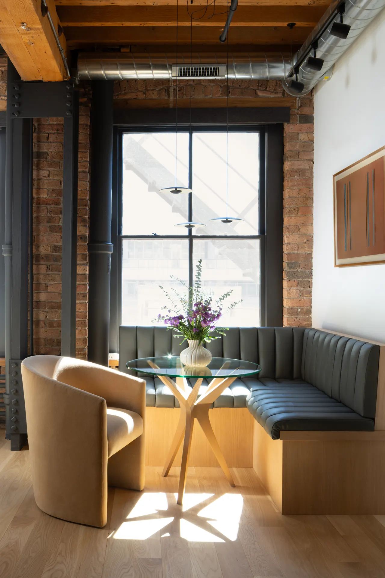 Breakfast nook with a window banquette
